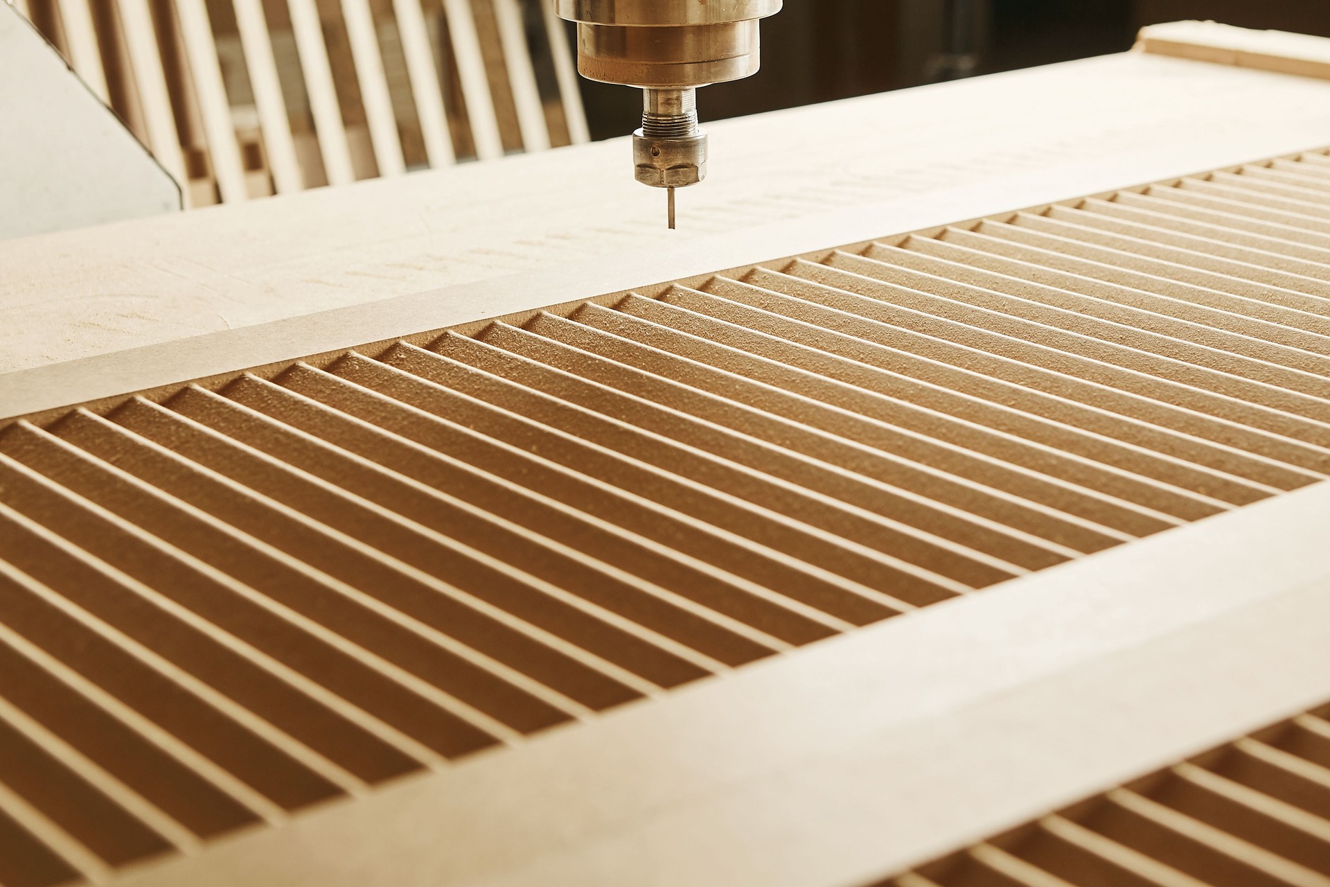 CNC router machine creates a layout of the shelf complex.